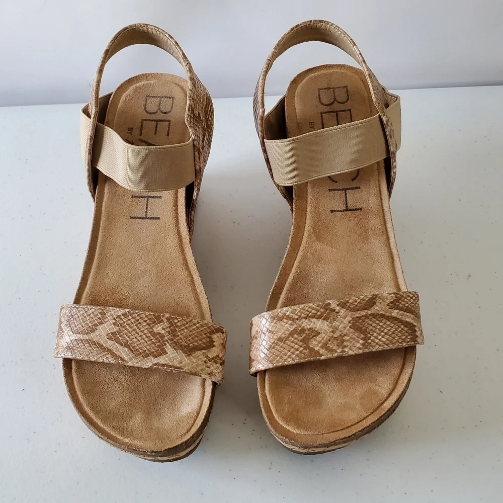 Beach by Matisse Point Break Platform Wedge Sandal Size 10 Snake Print Chunky